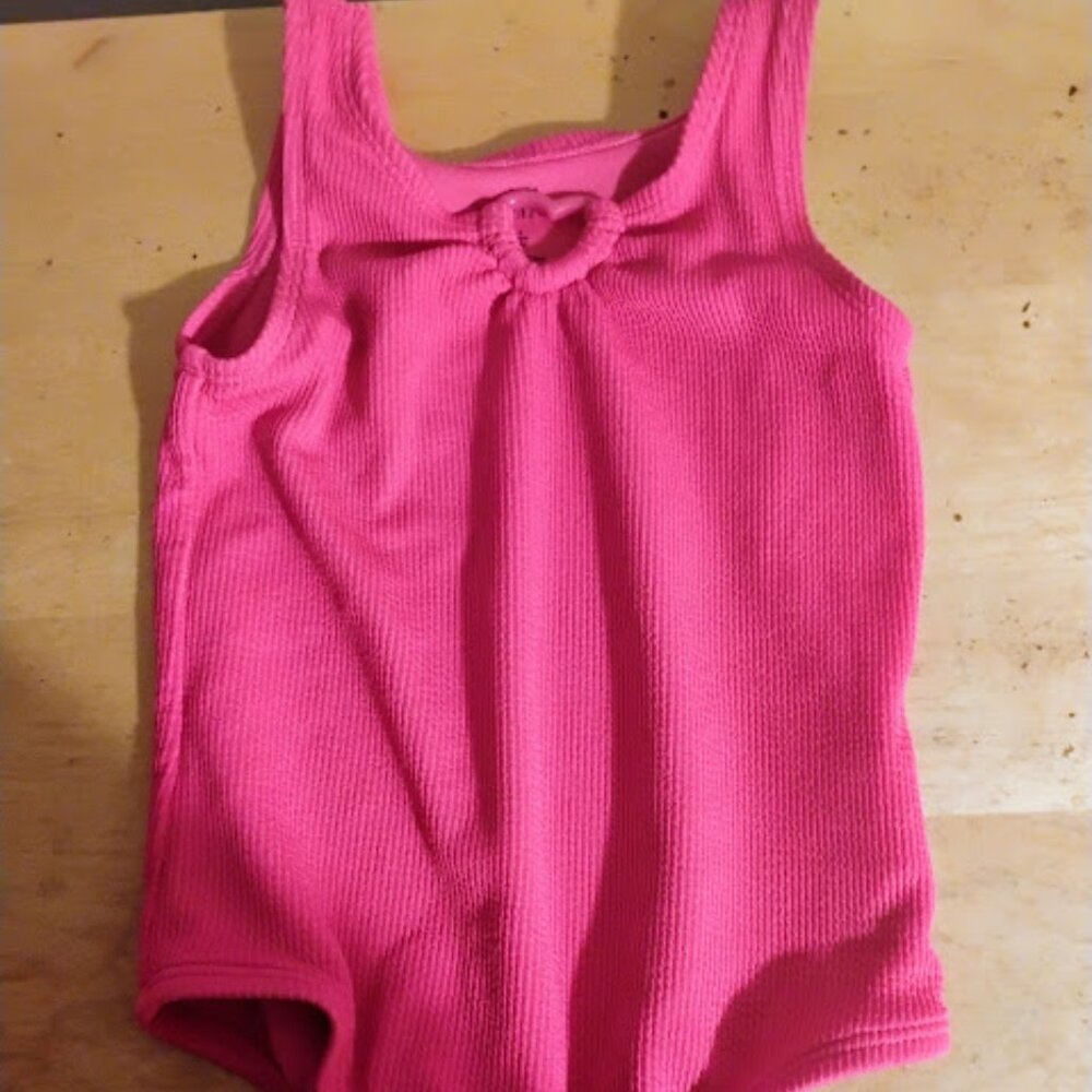 Pink Ribbed One-Piece Swimsuit Girls 4Y